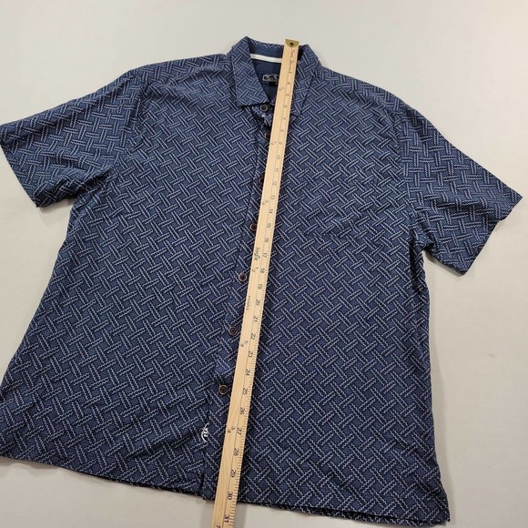 Nat Nast Silk Blend Short Sleeve Shirt Mens Large Navy‎ Blue Geometric Pattern - Picture 7 of 8